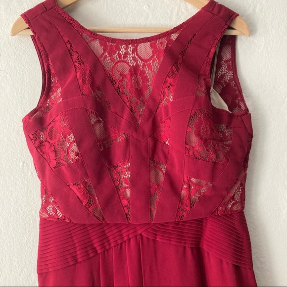 NWT Red Lace Detail Floor Length Dress L - Picture 5 of 13